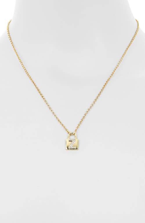 Meshmerise Diamond Padlock Initial Pendant Necklace In Yellow-z