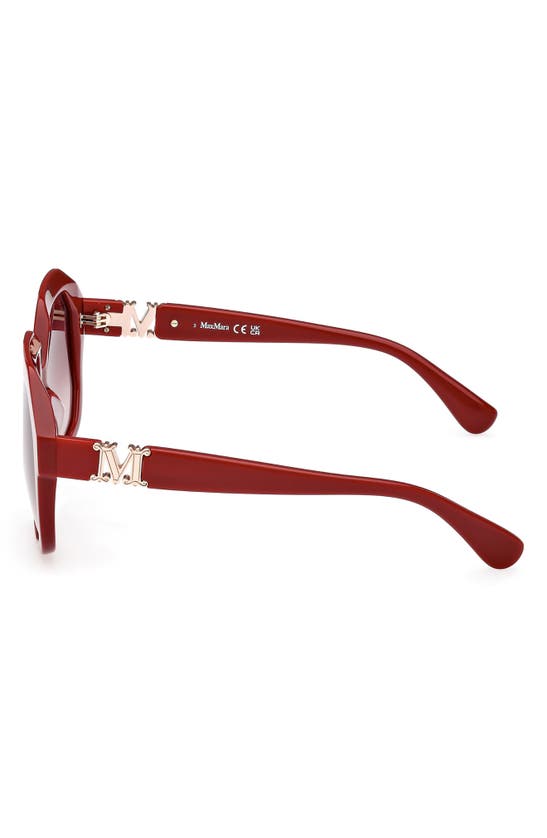 Shop Max Mara 57mm Geometric Sunglasses In Shiny Red / Gradient Brown
