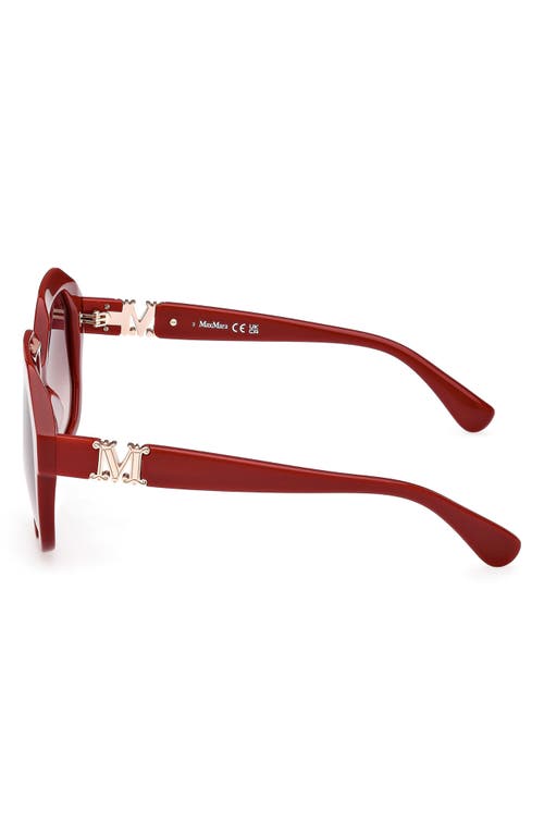 Shop Max Mara 57mm Geometric Sunglasses In Shiny Red/gradient Brown