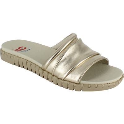 National Comfort Orillia Slide Sandal, Metallic