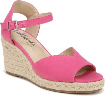 LifeStride Tess Ankle Strap Espadrille Platform Wedge Sandal (Women)