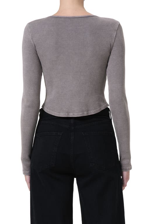 Shop Agolde Nova Long Sleeve Crop Rib T-shirt In Owl