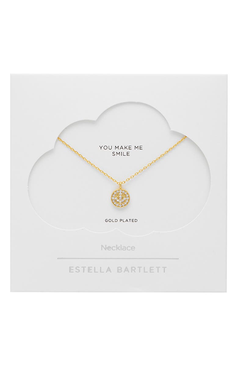 Estella Bartlett Pavé Smiley Face Necklace | Nordstrom
