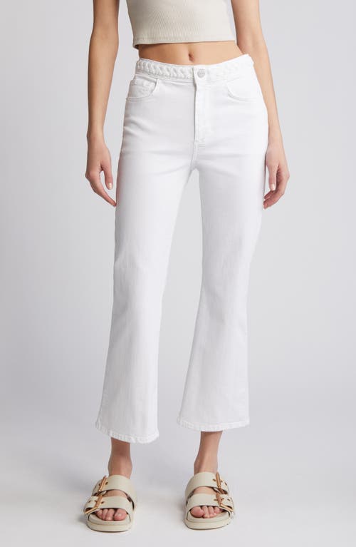 Braided Waist Le Crop Mini Bootcut Jeans in White