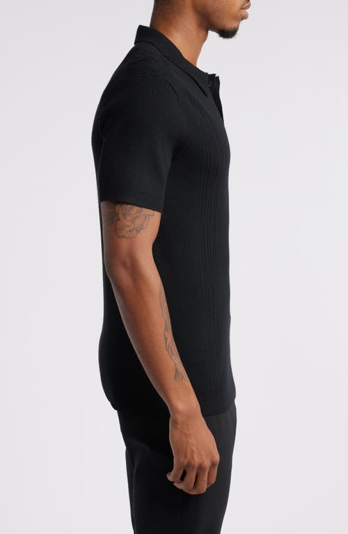Open Edit Rib Polo Sweater In Black