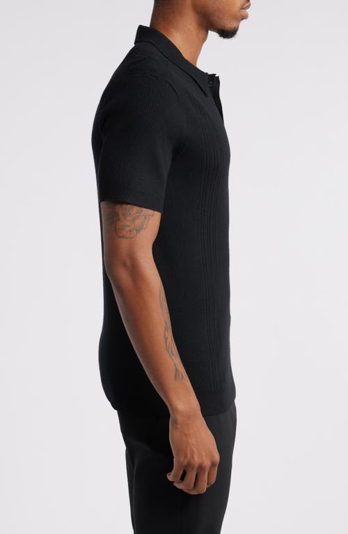 Shop Open Edit Rib Polo Sweater In Black