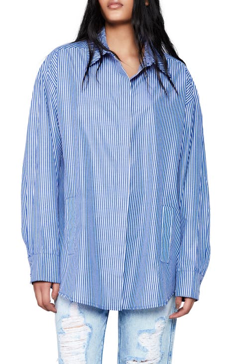 Stripe Boyfriend Button Front Shirt