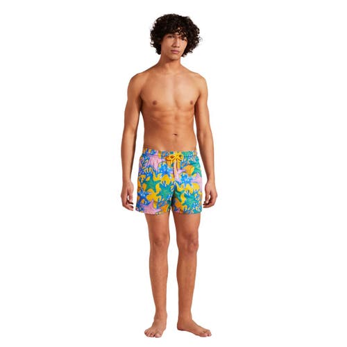 Vilebrequin Moorise Glowed Stars Print 6 Swim Trunks In Maïs