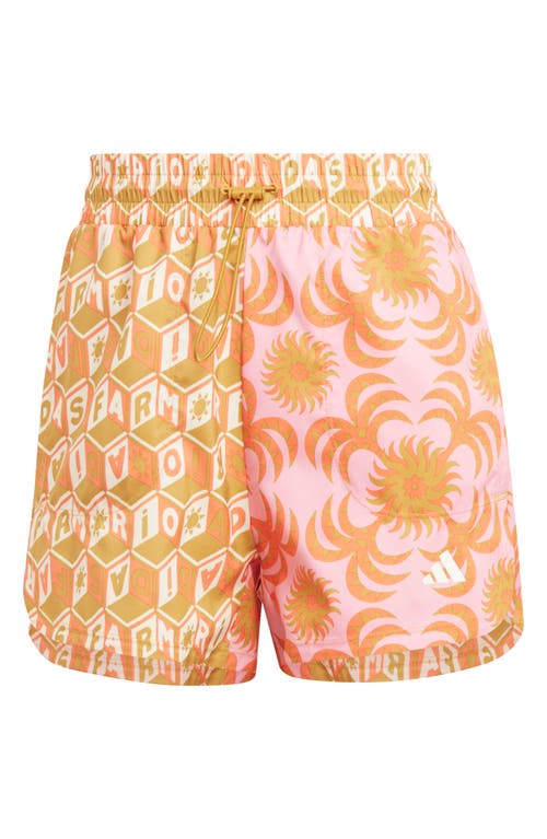 Shop Adidas Originals Adidas X Farm Rio Pacer Shorts In Semi Pink Glow/orange