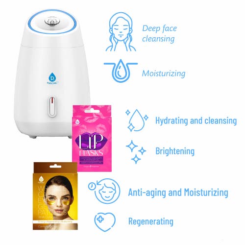 Pursonic Deluxe Facial Steamer With 6 Soothing Eye Masks & 6 Nourishing Lip Masks In Multicolor