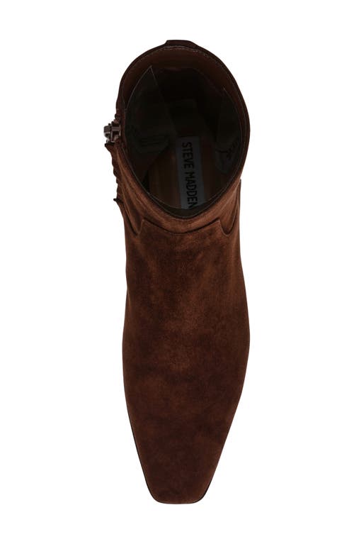 Shop Steve Madden Dusty Bootie In Chocolate Brown Suede