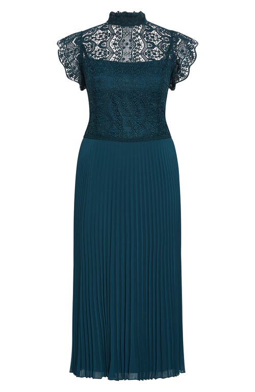 Shop City Chic Livia Lace Yoke Sleeveless Fit & Flare Dress In Peacock