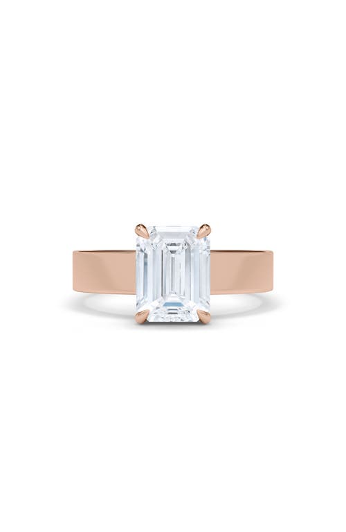 Hautecarat Emerald Cut Cigar Lab Created Diamond Ring In 2.50ctw 18k Rose Gold