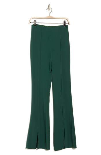 Cinq À Sept Billie Womens High Rise Pintuck Flared Pants In Dark Emerald