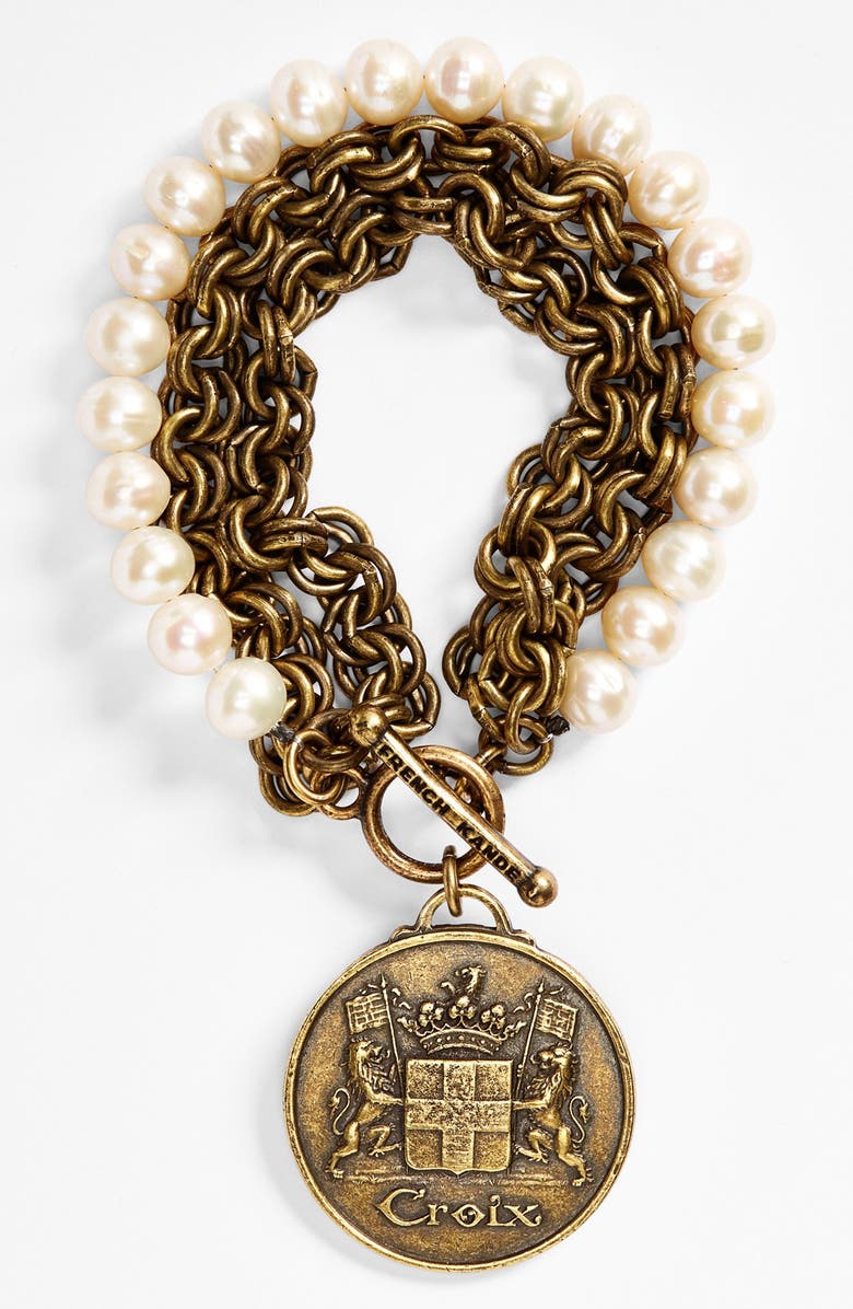 French Kande Croix Medallion Pearl Bracelet Nordstrom