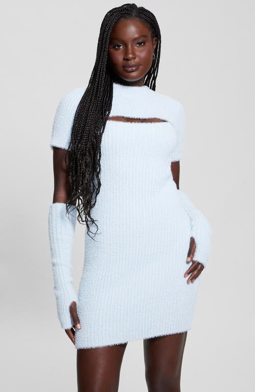 Guess Detached Long Sleeve Knit Body-con Minidress In Sky High
