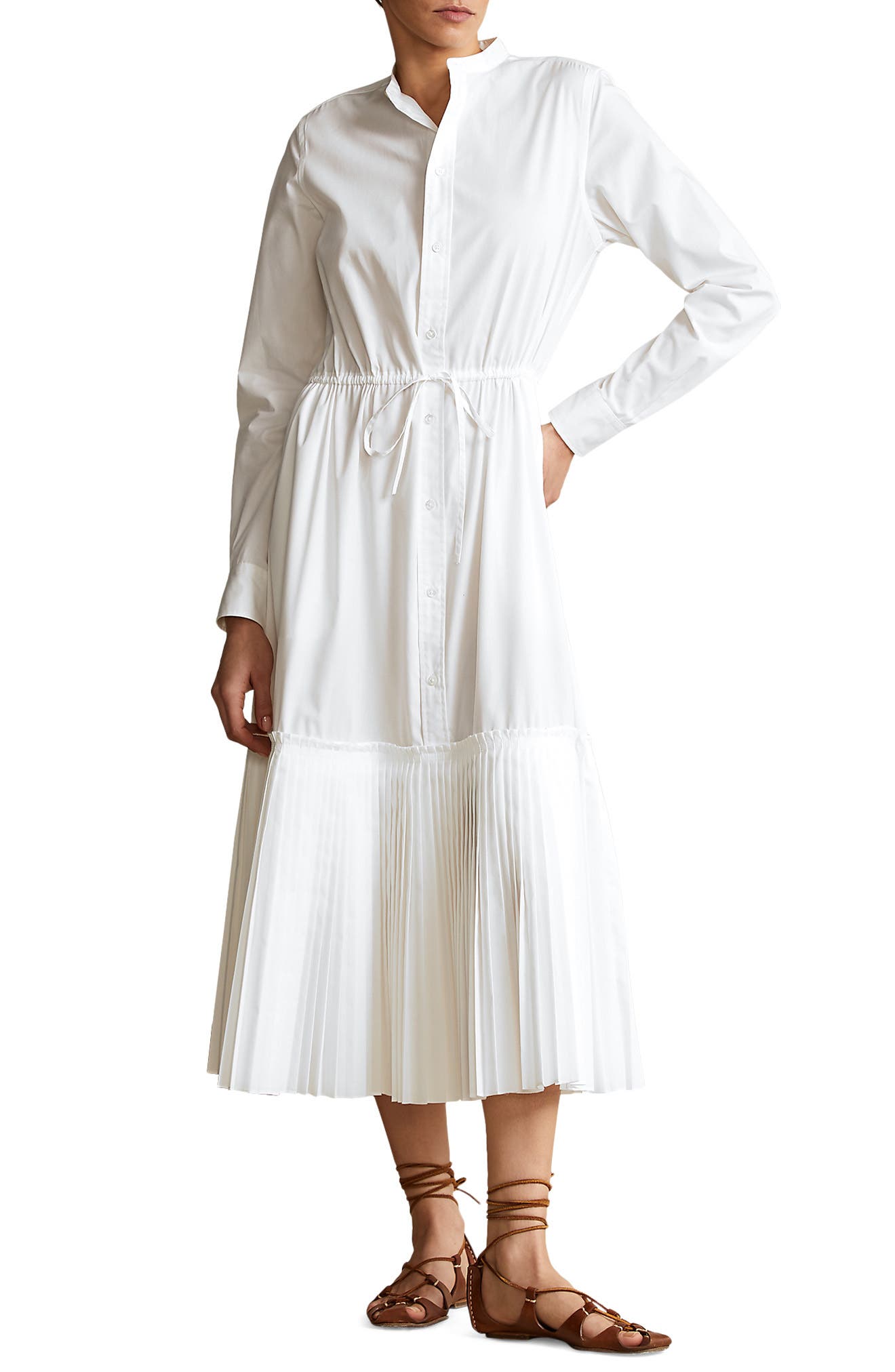 white long sleeve polo dress