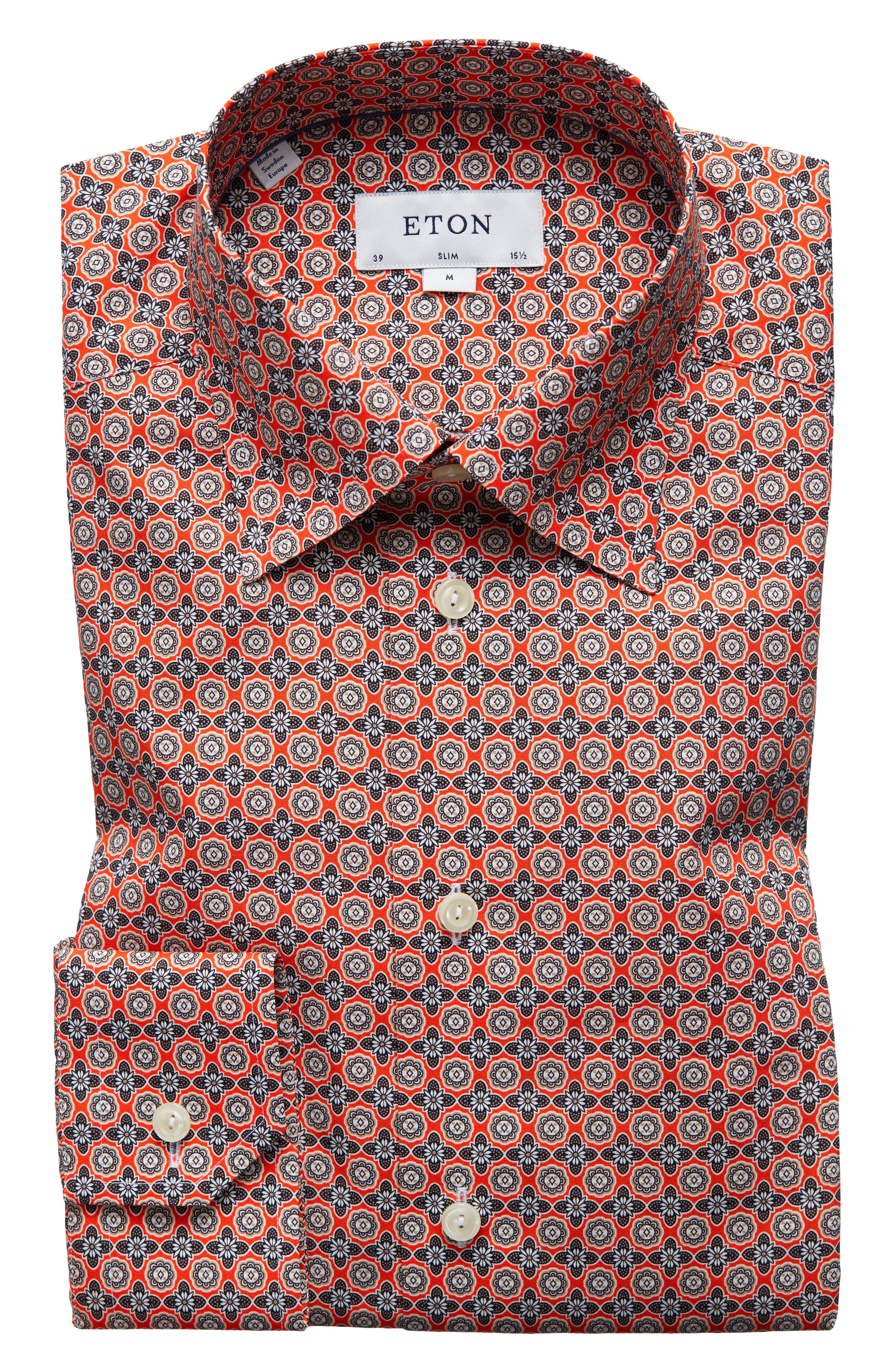 Eton Slim Fit Floral Geometric Dress Shirt | Nordstrom