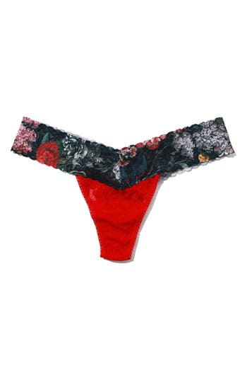 Shop Hanky Panky Signature Lace Low Rise Thong In Red/eden