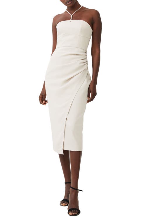 Echo Crepe Midi Halter Dress in Silver Lining