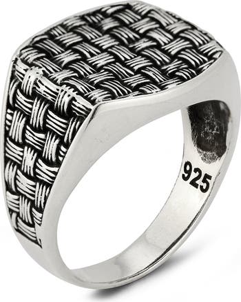 Yield of Men Men's Sterling Silver Oxidized Basket Weave Signet