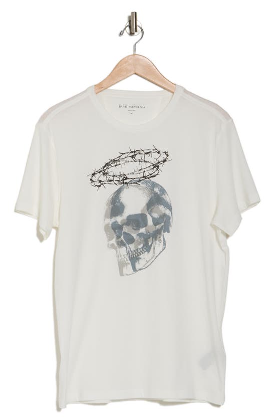 Shop John Varvatos Skull Thorns Cotton Graphic T-shirt In Salt