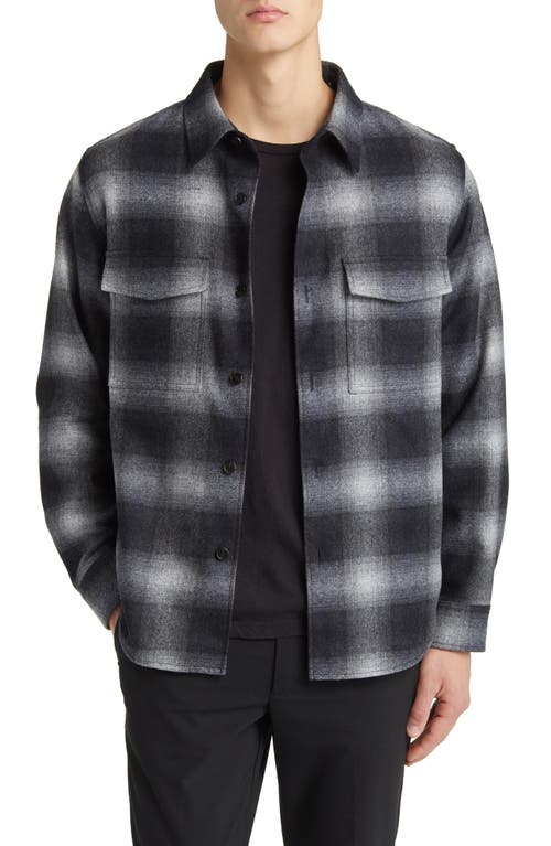 Theory Garvin Check Recycled Wool Blend Flannel Button-Up Shirt Navy Multi at Nordstrom,