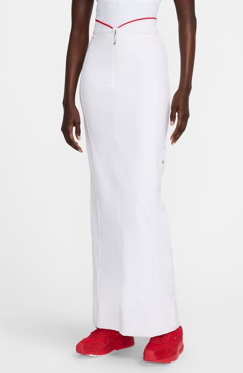 Shop Nike X Jacquemus Maxi Skirt In White/university Red