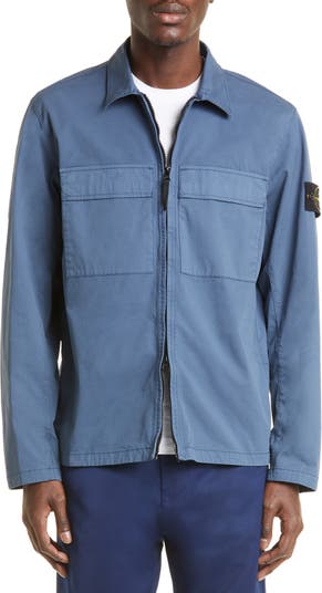 Stone Island Zip Front Stretch Cotton Twill Overshirt | Nordstrom