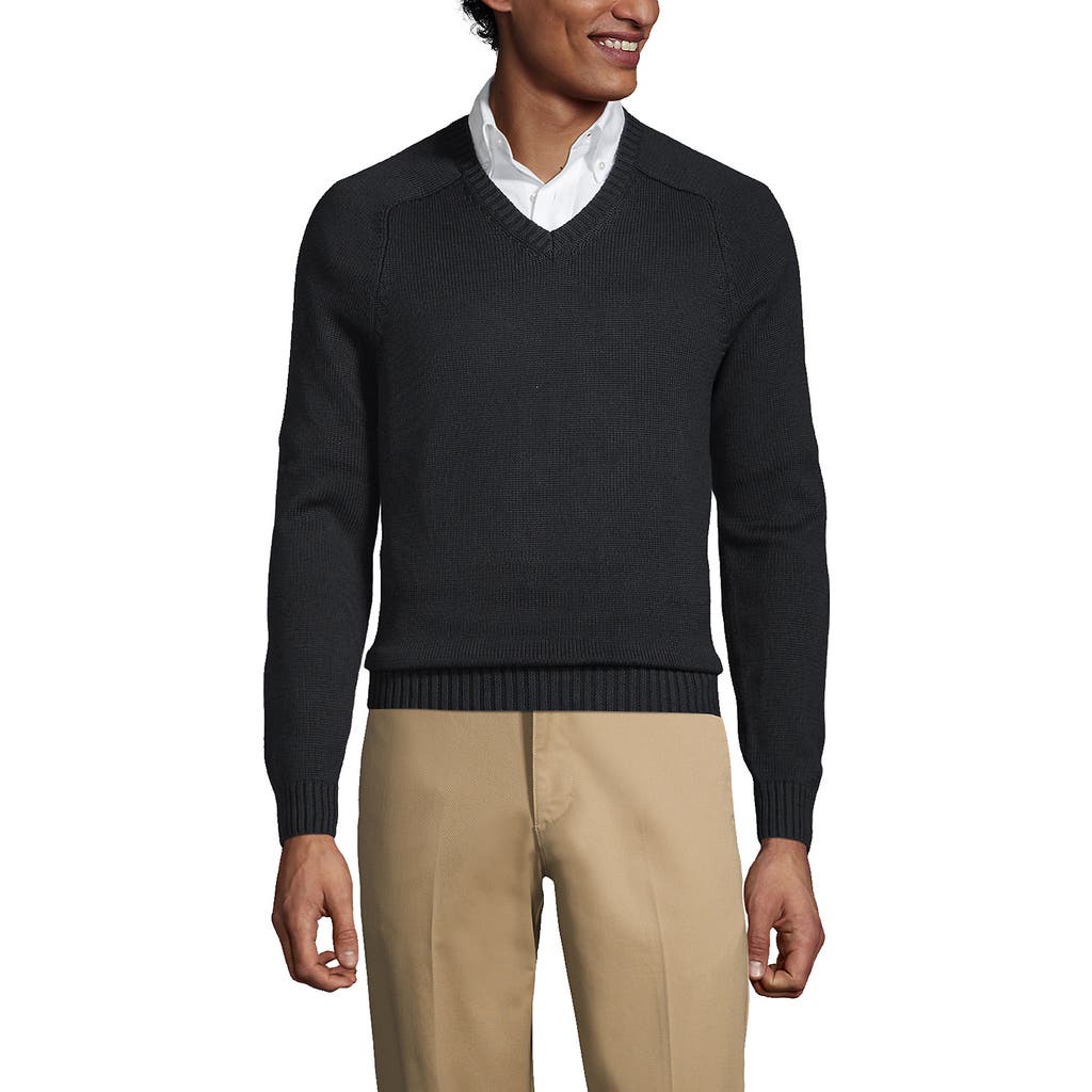 LANDS' END LANDS' END SCHOOL UNIFORM YOUNG COTTON MODAL V-NECK SWEATER