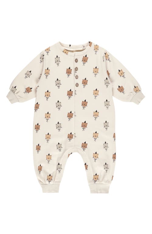 QUINCY MAE QUINCY MAE CAT STRETCH ORGANIC COTTON FLEECE ROMPER 