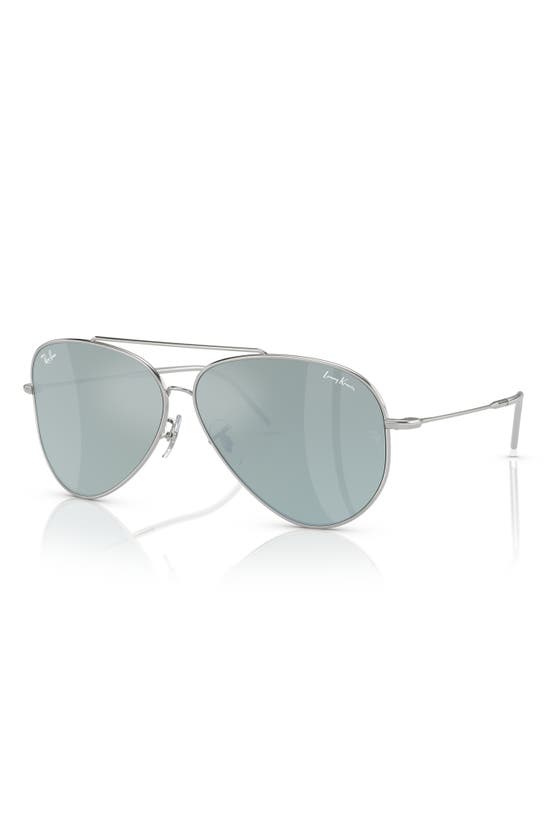 Ray Ban Reverse 62mm Oversize Aviator Sunglasses In Grey Silver