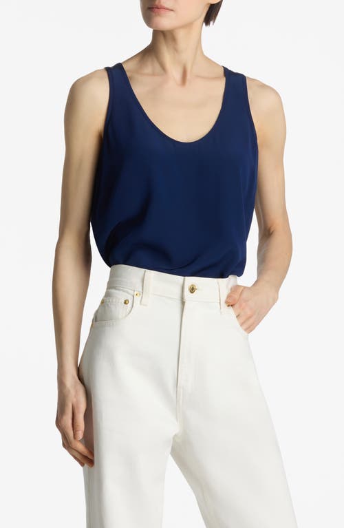 Shop St John St. John Collection Silk Crêpe De Chine Tank In Royal Blue