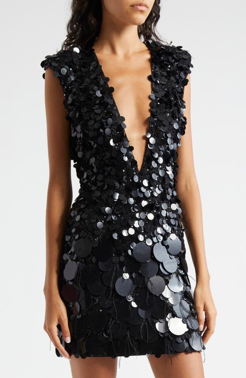 Shop Ramy Brook Lacey Plunge Neck Paillette Minidress In Black Paillette