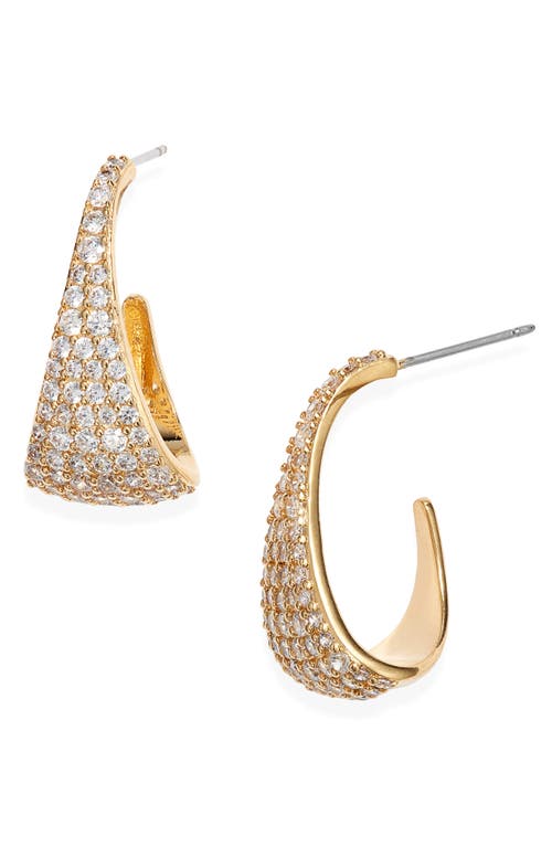 Nordstrom Pavé Cubic Zirconia Tapered Hoop Earrings in Clear- Gold at Nordstrom