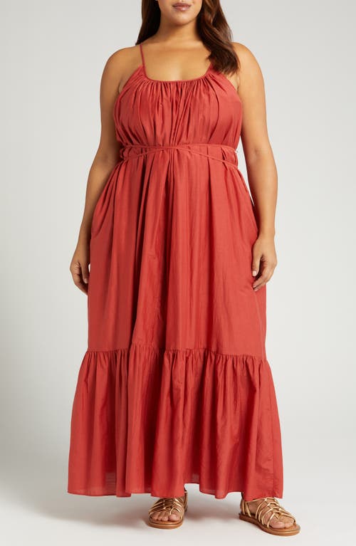 Tie Back Tiered Maxi Dress in Rust Spice