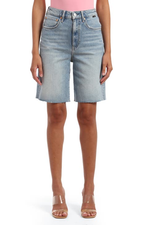 Selina Cutoff Bermuda Denim Shorts (Light Used Recycled Blue)