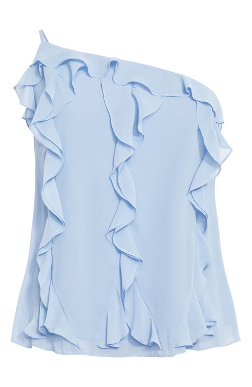 Shop City Chic Rita Ruffle One Shoulder Top In Baby Blue