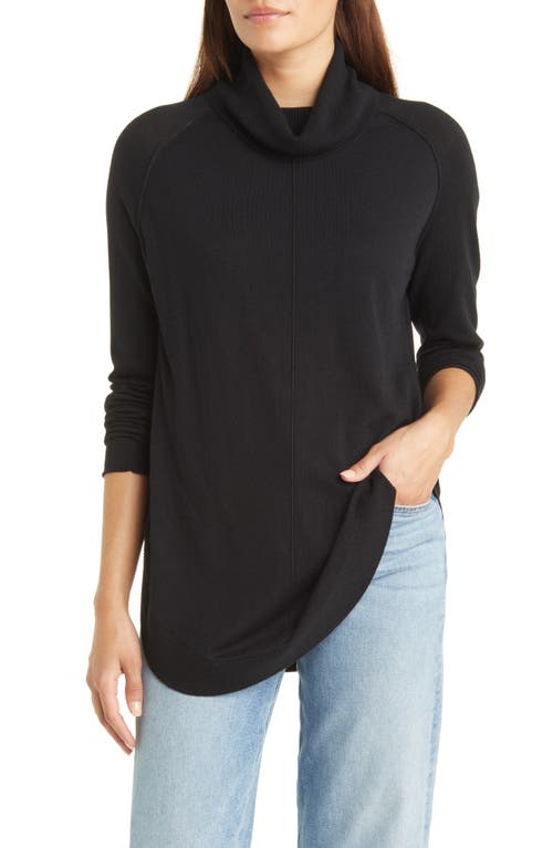Caslon(R) Turtleneck Tunic Sweater in Black