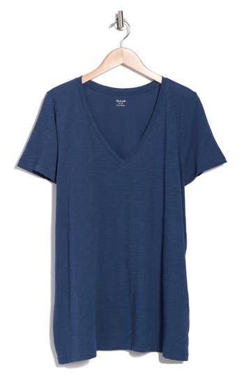 Madewell Whisper Cotton V-neck T-shirt In Naval Blue