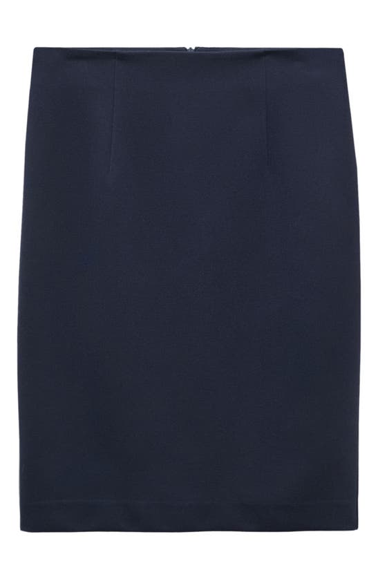 Shop Mango Knit Pencil Skirt In Dark Navy