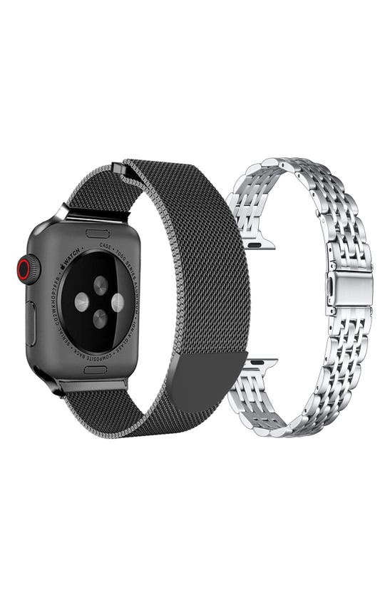 Shop The Posh Tech Assorted 2-pack 38mm Apple Watch® Watchbands In Silver / Black