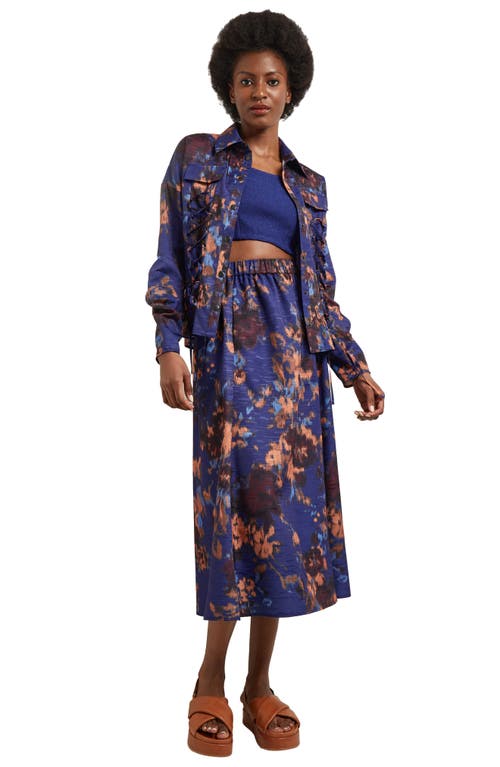 Misook Structured Corset Laced Woven Jacket In Starry Night Blue