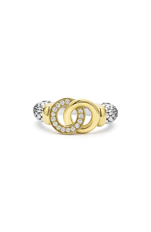 Lagos Signature Caviar Two-tone Interlocking Diamond Ring In Two-tone