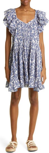 Supermarked grit En effektiv Isabel Marant Étoile Godrana Floral Flutter Sleeve Cotton Shift Dress |  Nordstrom