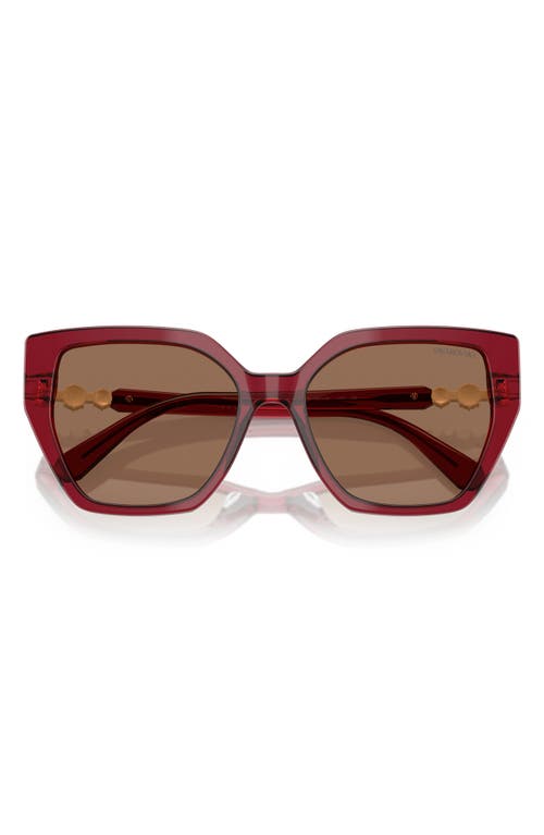 Swarovski Constella 56mm Polarized Irregular Sunglasses In Dark Brown