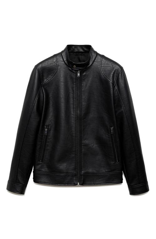 MANGO MANGO FAUX LEATHER ZIP JACKET 