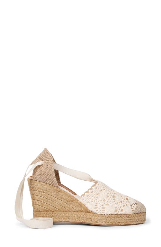 Penelope Chilvers High Valenciana Ankle Tie Espadrille Wedge Pump In Chalk