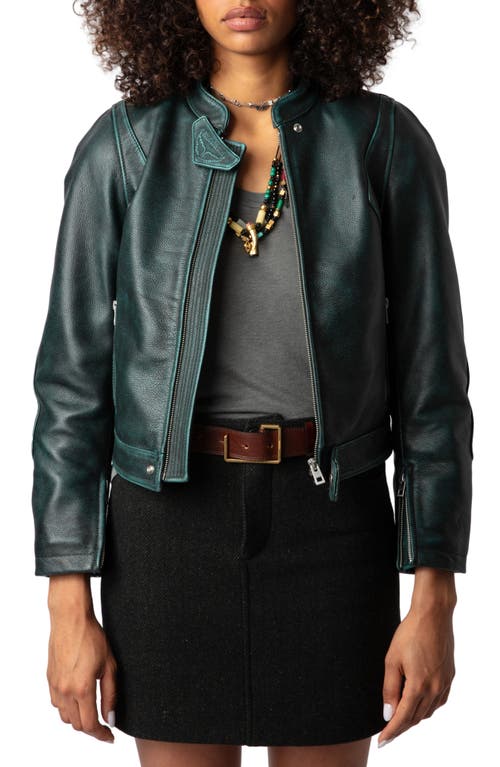 Shop Zadig & Voltaire Loupa Leather Jacket In Peaks