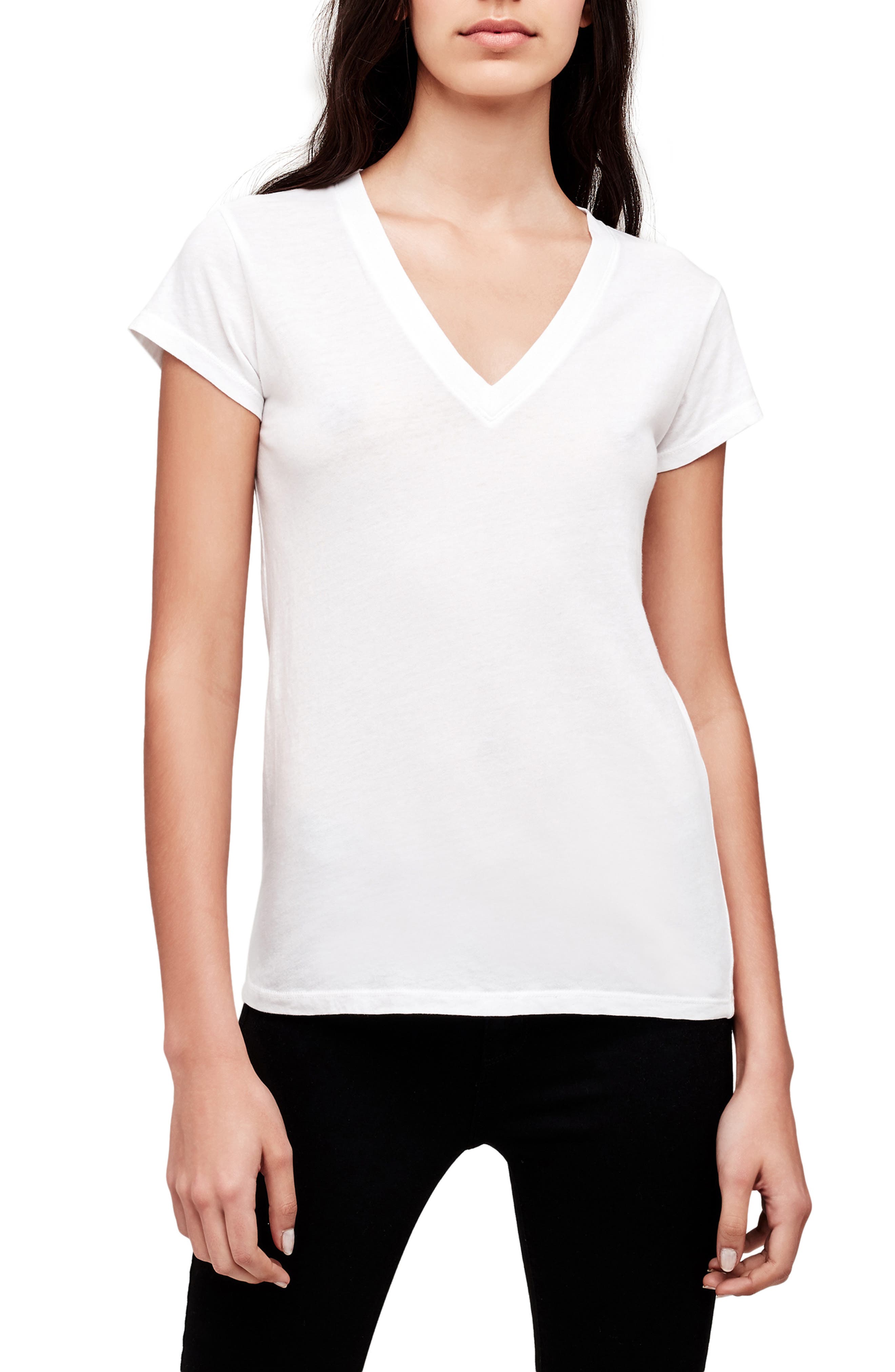 L'AGENCE Becca V-Neck T-Shirt in White at Nordstrom